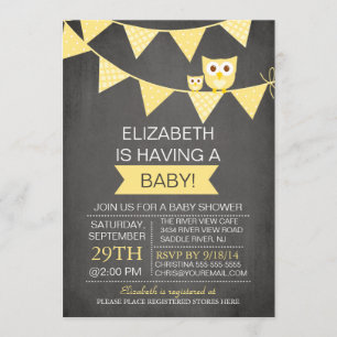 Chalkboard Bunting Uggla Kön Neutral Baby Shower Inbjudningar