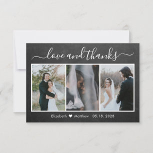 Chalkboard Calligraphy Bröllop Photo Collage Tack Kort