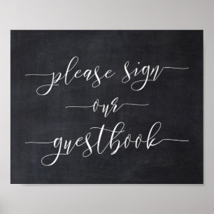 Chalkboard Calligraphy Bröllop skriver under vår g Poster