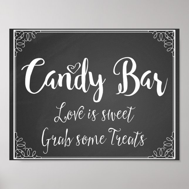 Chalkboard Candy Bar bröllop eller fest tryck (Framsidan)