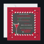 Chalkboard Candy cane Ram Cocktail Julfest Inbjudningar<br><div class="desc">Blåtavlan i candy cane med hörnbågar och martini-cocktail på en röd tegelbakgrund.</div>