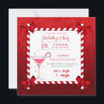Chalkboard Candy cane Ram Cocktail Julfest Inbjudningar<br><div class="desc">Candy cane ram med hörnkö och martini-cocktail på röd botten.</div>