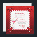 Chalkboard Candy cane Ram Cocktail Julfest Inbjudningar<br><div class="desc">Candy cane ram med hörnkö och martini-cocktail på röd botten.</div>