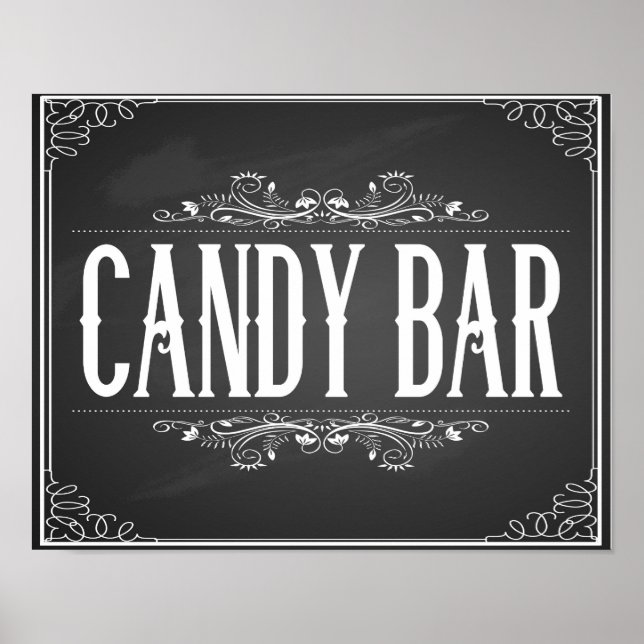 Chalkboard Candy Pub Skriv ut för bröllop eller pa Poster (Framsidan)