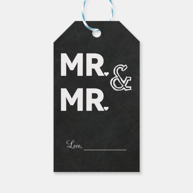 Chalkboard Chalk MR. & MR. Gay Bröllop Förlovning Presentetikett (Framsidan)