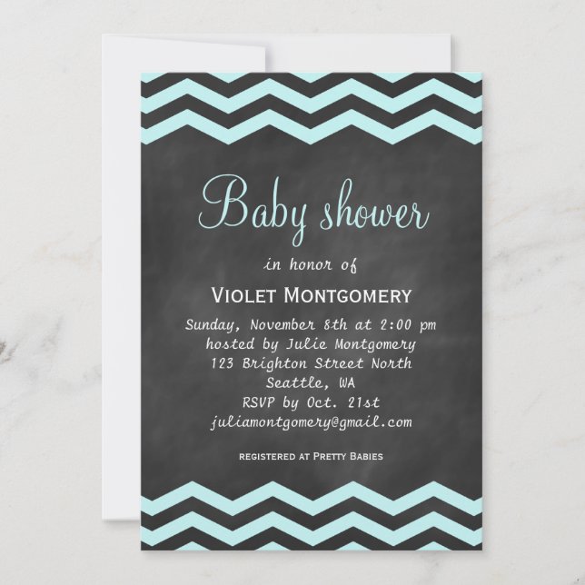Chalkboard & Chevron Baby Shower-inbjudan Inbjudningar (Framsida)