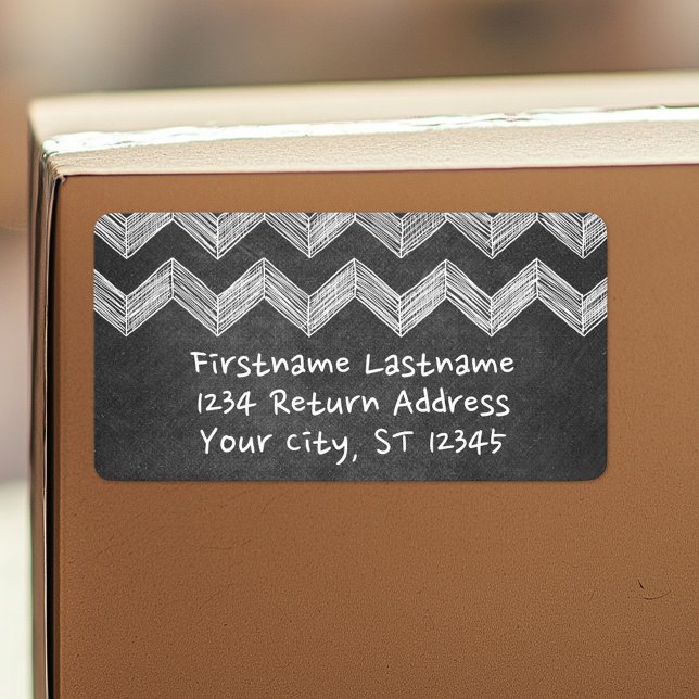 Chalkboard Chevrons med Whimsical Type Adressetikett (Personalized return address label)
