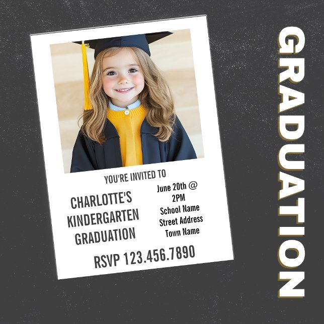 Chalkboard Child's Photo Kindergarten Studenten Inbjudningar (Kid's Graduation Invitations)