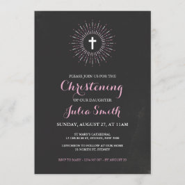 Chalkboard Christening / Baptism bjudande - Rosa Inbjudningar