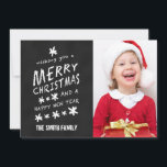 CHALKBOARD CHRISTMAS HELGDAG PHOTO-KORT JULKORT<br><div class="desc">CHALKBOARD CHRISTMAS HELGDAG PHOTO CARD. Roligtens krittypsnitt används på en svart bakgrund för kriteffekt. Jag önskar dig God jul och Gott nytt år. Anpassa med ditt namn och din familjefoto. Elke Clarke© for Monogram Gallery.</div>