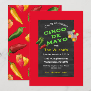 Chalkboard Cinco de Mayo Inbjudningar