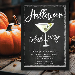 Chalkboard Cocktail Party Halloween fest Inbjudningar