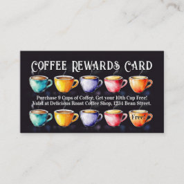 Chalkboard Coffee Shop Rewards Loyalty Punch Card Visitkort