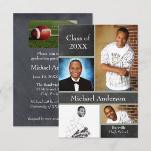 Chalkboard Collage Football- 3x5 Grad-meddelande Inbjudningar