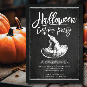 Chalkboard Costume Party Halloween fest Inbjudningar