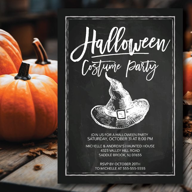 Chalkboard Costume Party Halloween fest Inbjudningar (Skapare uppladdad)