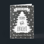 Chalkboard Cousin & Family God jul-kort Helgkort<br><div class="desc">God jul hälsningskort för din kusin och hennes familj med mönster,  julgran och snöflingor. Önska din kusins familj väl den här julhelgen med snyggtens hälsningskort.</div>
