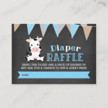 Chalkboard Cow Boy Diaper Raffle Biljett