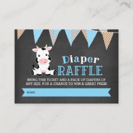 Chalkboard Cow Boy Diaper Raffle Biljett Tilläggskort