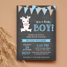 Chalkboard Cow Boy Shower Inbjudningar