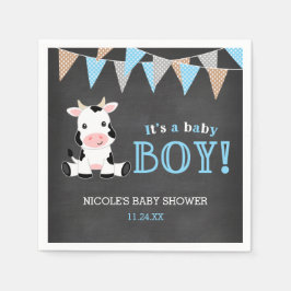 Chalkboard Cow Boy Shower Pappersservett