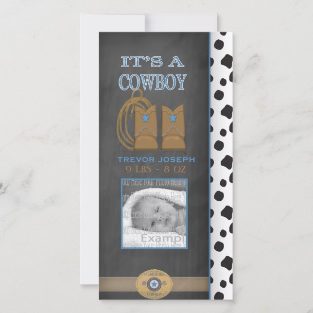 Chalkboard Cowboy Baby-meddelande Meddelande (Framsida)