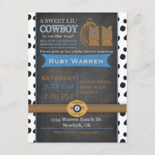 Chalkboard Cowboy Baby Shower-inbjudan Inbjudan Vykort