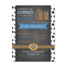 Chalkboard Cowboy Baby Shower-inbjudan