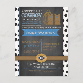 Chalkboard Cowboy Baby Shower-inbjudan Inbjudan Vykort