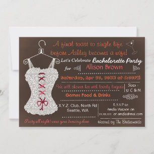 Chalkboard cranberry Snöre Lingerie Shower Inbjudningar