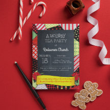 Chalkboard Crazy Quilt Julfest-inbjudan