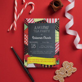 Chalkboard Crazy Quilt Julfest-inbjudan Inbjudningar