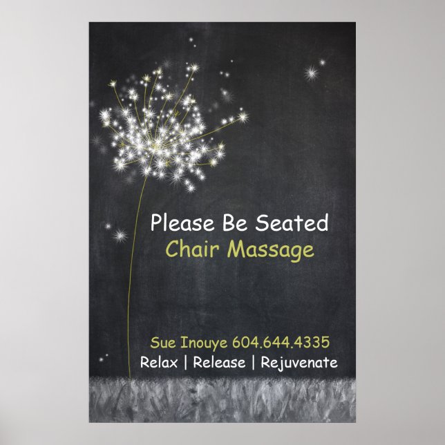 Chalkboard Dandelion Anpassade Business Poster (Framsidan)