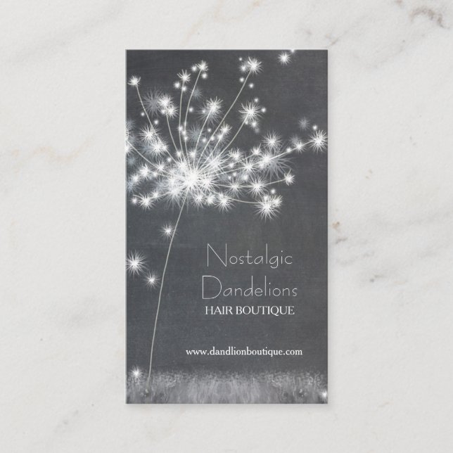 Chalkboard Dandelions Business Appointett Card Tidsbeställning Kort (Framsida)