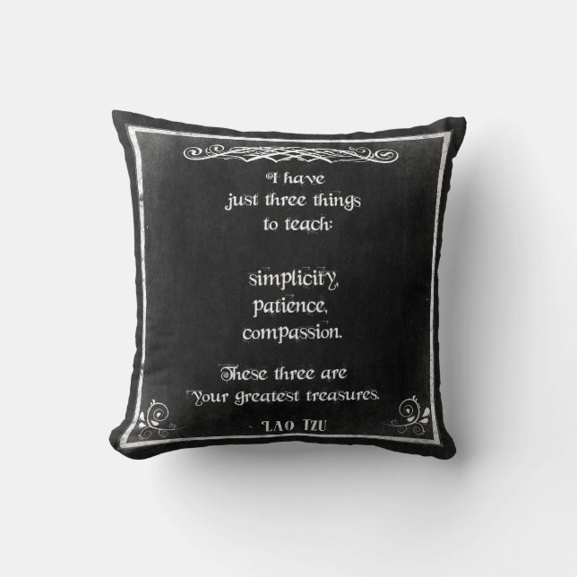 Chalkboard-design med Lao Tzu-inspirationsoffert Kudde (Framsida)