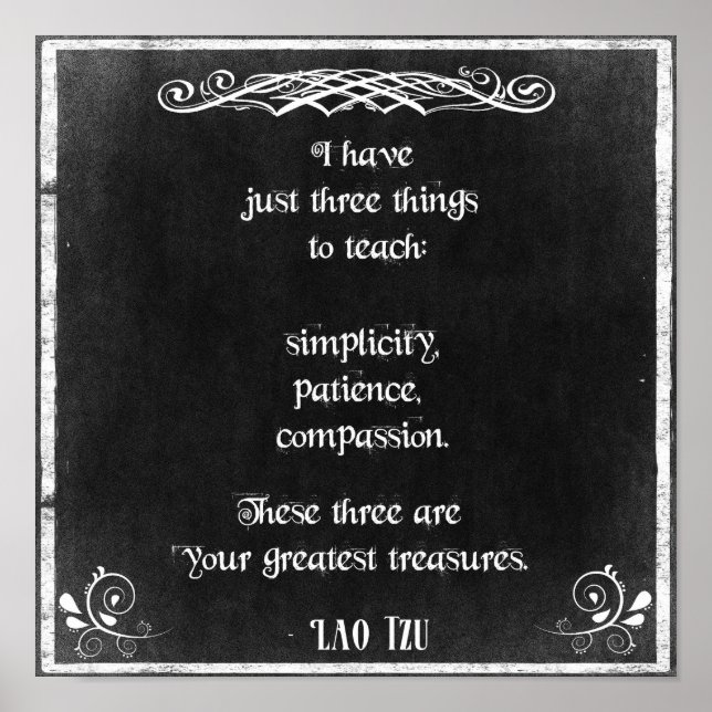 Chalkboard-design med Lao Tzu-inspirationsoffert Poster (Framsidan)