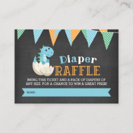 Chalkboard Dinosaur Boy Diaper Raffle Biljett Tilläggskort