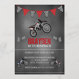 Chalkboard Dirt Bike Birthday Inbjudan