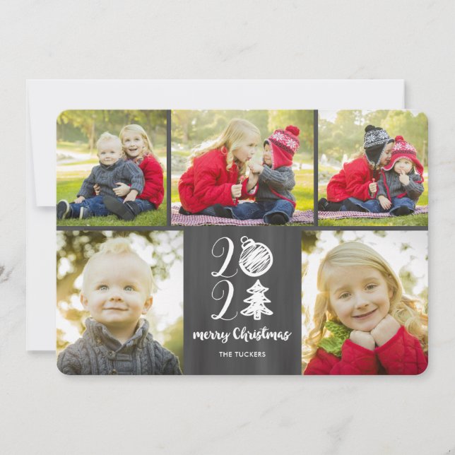 Chalkboard Doodle jul 2021 Photo Collage Julkort (Framsida)