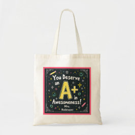 Chalkboard Doodle Tote Bag - A+ in Awesomeness! Tygkasse