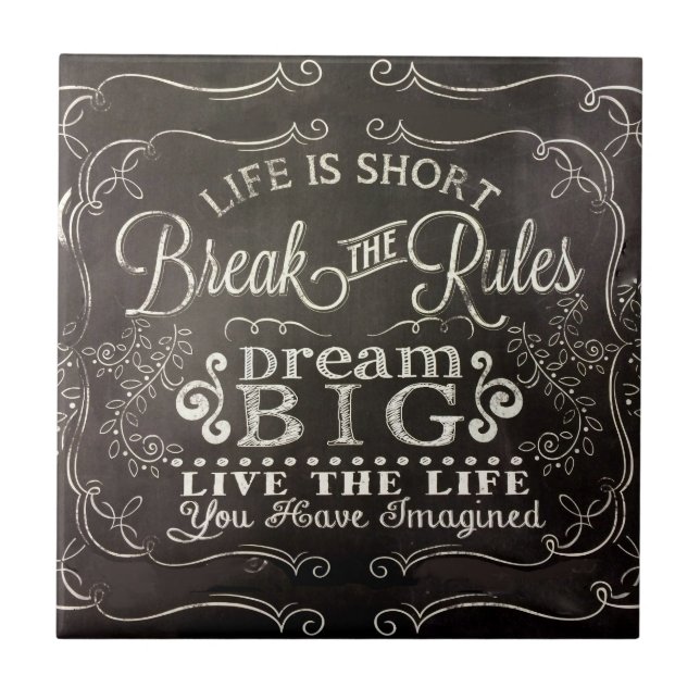 Chalkboard Dream Big Ceramic Tile Kakelplatta (Framsidan)