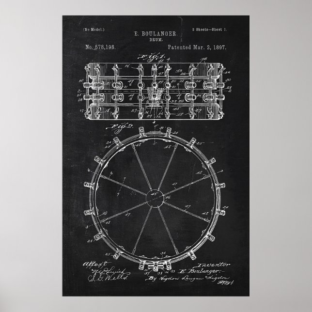 Chalkboard Drum Patent Poster (Framsidan)