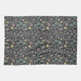 Chalkboard Easter Bunny Doodle Pattern Kökshandduk