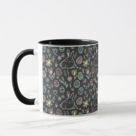 Chalkboard Easter Bunny Doodle Pattern Mugg