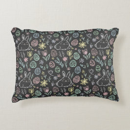 Chalkboard Easter Bunny Doodle Pattern Prydnadskudde