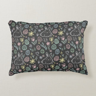 Chalkboard Easter Bunny Doodle Pattern Prydnadskudde