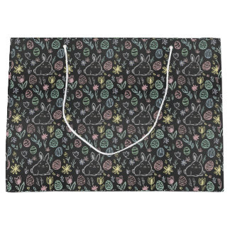 Chalkboard Easter Bunny Doodle Pattern Wrapping 