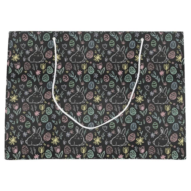 Chalkboard Easter Bunny Doodle Pattern Wrapping  (Framsidan)