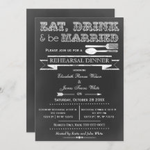 Chalkboard Eat drink rehearsal Middag inbjudningsk