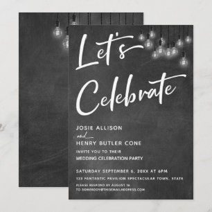 Chalkboard Edison Ljus Modern Låt oss Celebrate Inbjudningar